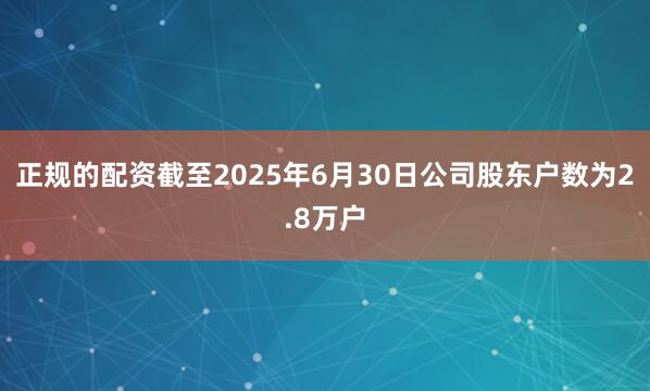 正规的配资截至2025年6月30日公司股东户数为2.8万户